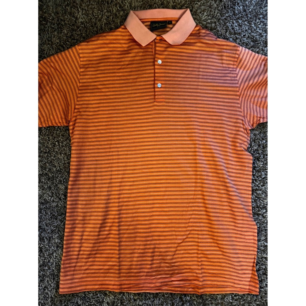 Bobby Jones Collection Mens Orange Navy Striped Golf Polo Shirt Large M078